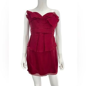 A.B.S. 100% Silk Red Strapless Cocktail Dress, NWT E0230